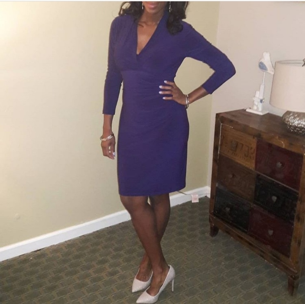 Purple Ralph Lauren 3/4 sleeve  dress